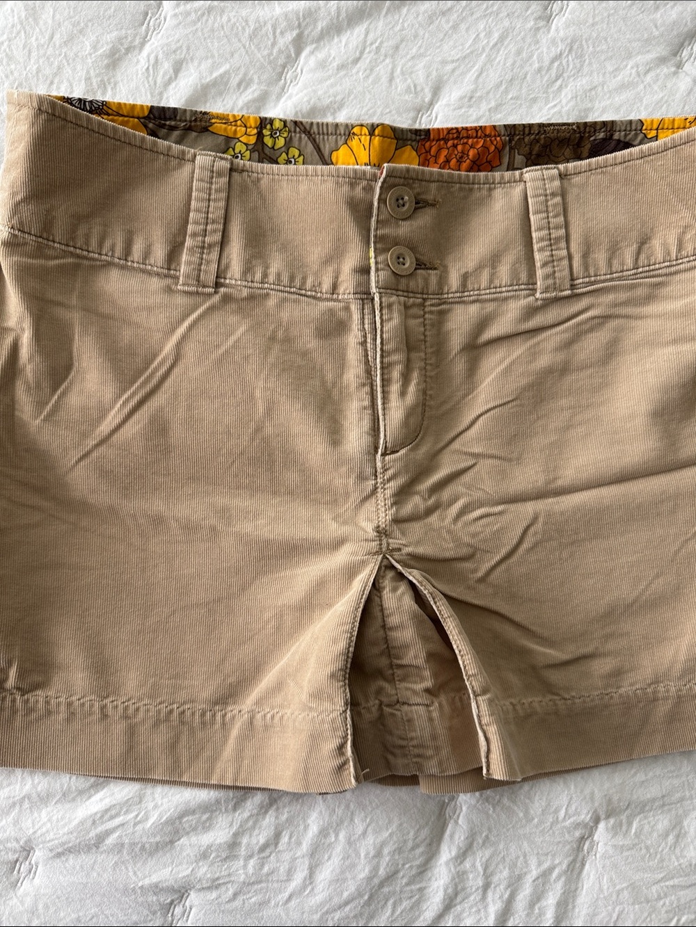 Abercrombie & Fitch Beige Mini Skirt with Floral Waistband Size 8